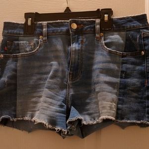 Light and dark denim shorts